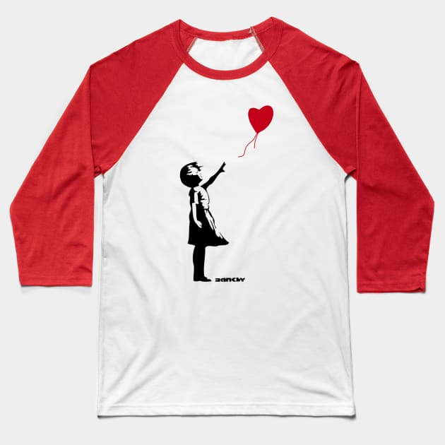 Banksy - Girl with Balloon Baseball T-Shirt by Banksywalls